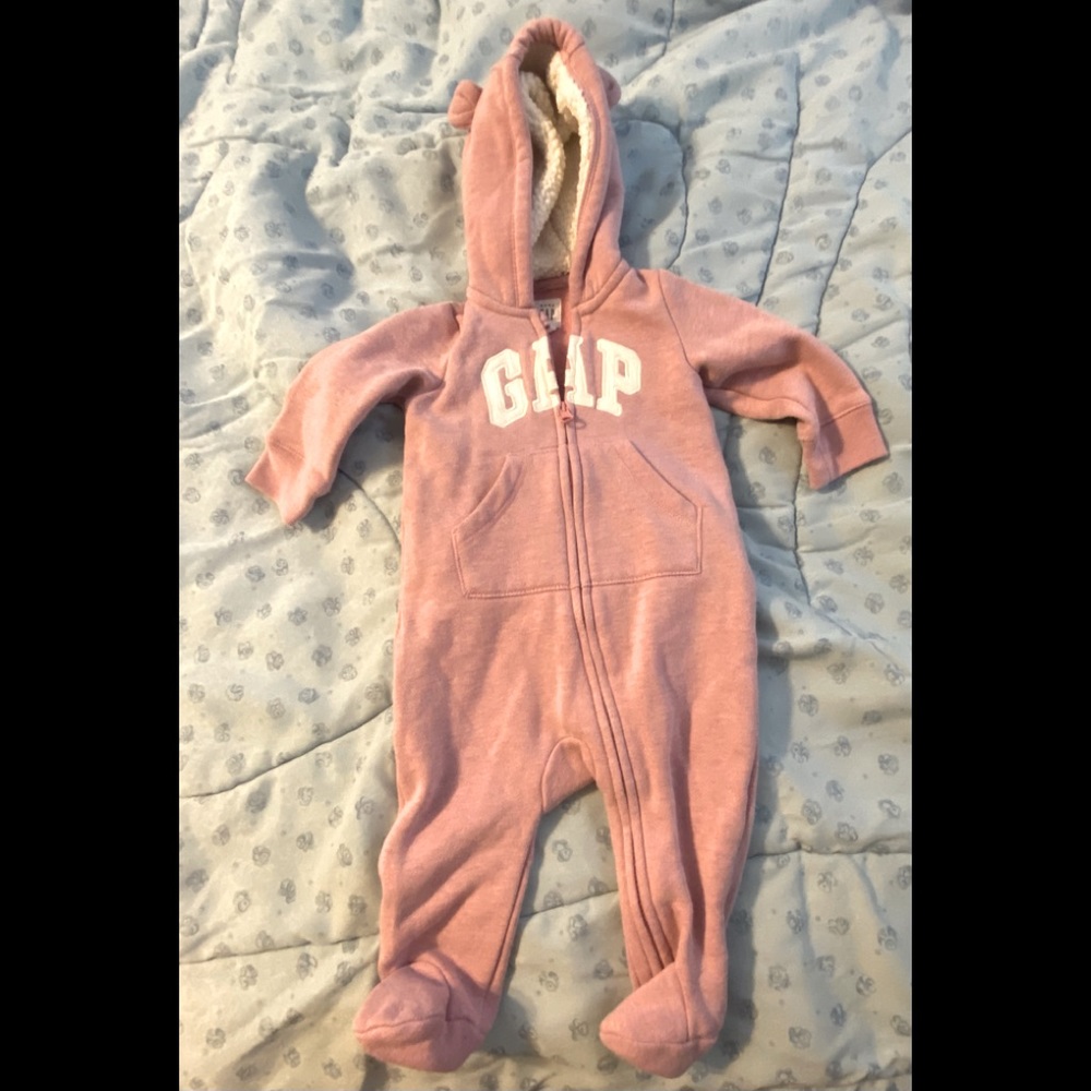 Baby Gap Pink Teddybear Snowsuit Size 3-6M